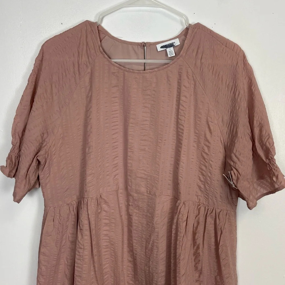 NEW Nordstrom Dress Womens Size Small Pink Puff Sleeve A-line Cotton Blend NWOT - Picture 3 of 14
